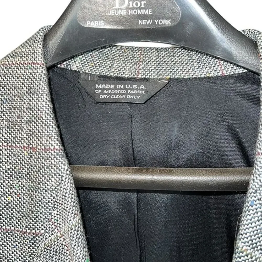 Vintage 80s/90s Christian Dior Juene Homme Sportif Tweed Blazer Size 40R